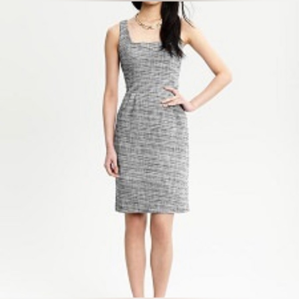 BANANA REPUBLIC Lena Dress black white tweed plaid